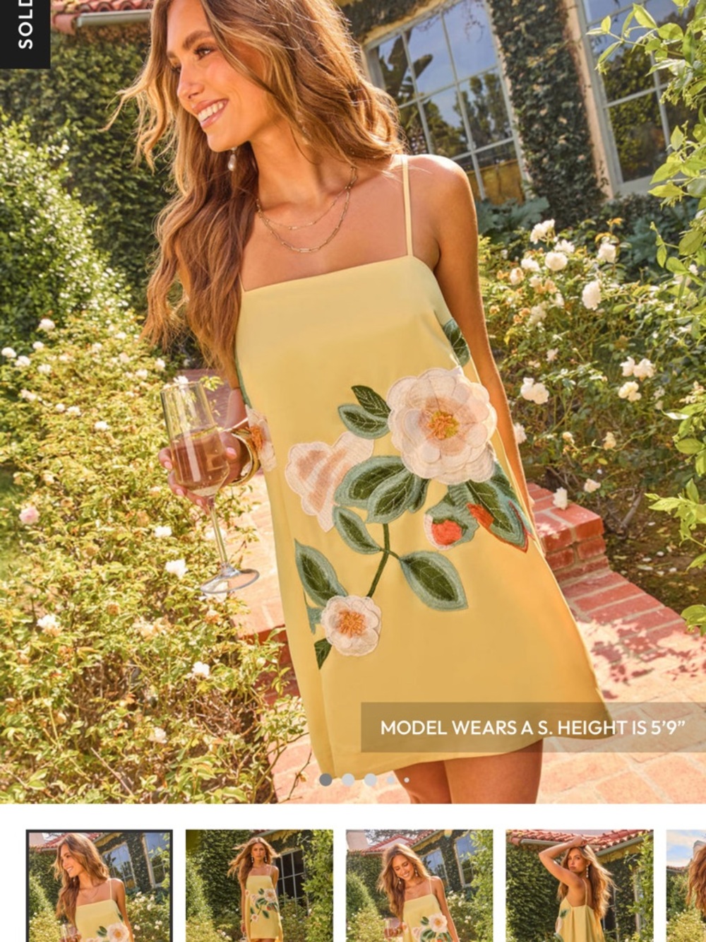 Vici Yellow Floral Appliqué Mini Dress